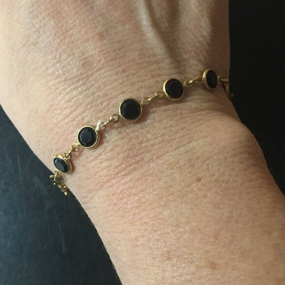 Goldtone, Black Crystal & Pearl Necklace & Bracelet - Picture 6 of 9